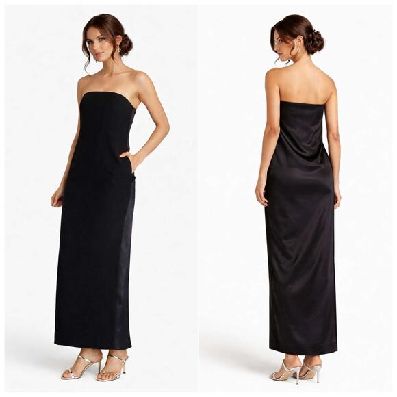 NEW 16ARLINGTON Maxi Dress US 6/UK 10 Blaise Strapless Satin Panel Crepe Pockets - Picture 13 of 13